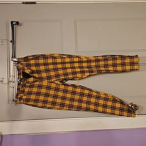 Hot Topic, yellow and black plaid pants, size extra small